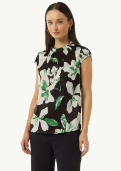 Satinbluse mit Kappärmeln-Comma Hot