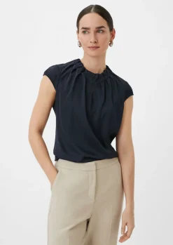 Satinbluse mit Raffung-Comma Fashion