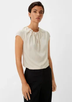 Satinbluse mit Raffung-Comma New