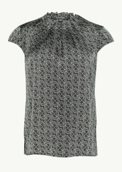 Satinbluse mit Raffung und Kappärmeln-Comma Discount