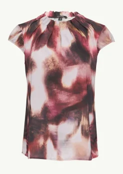 Satinbluse mit Raffung und Kappärmeln-Comma Sale
