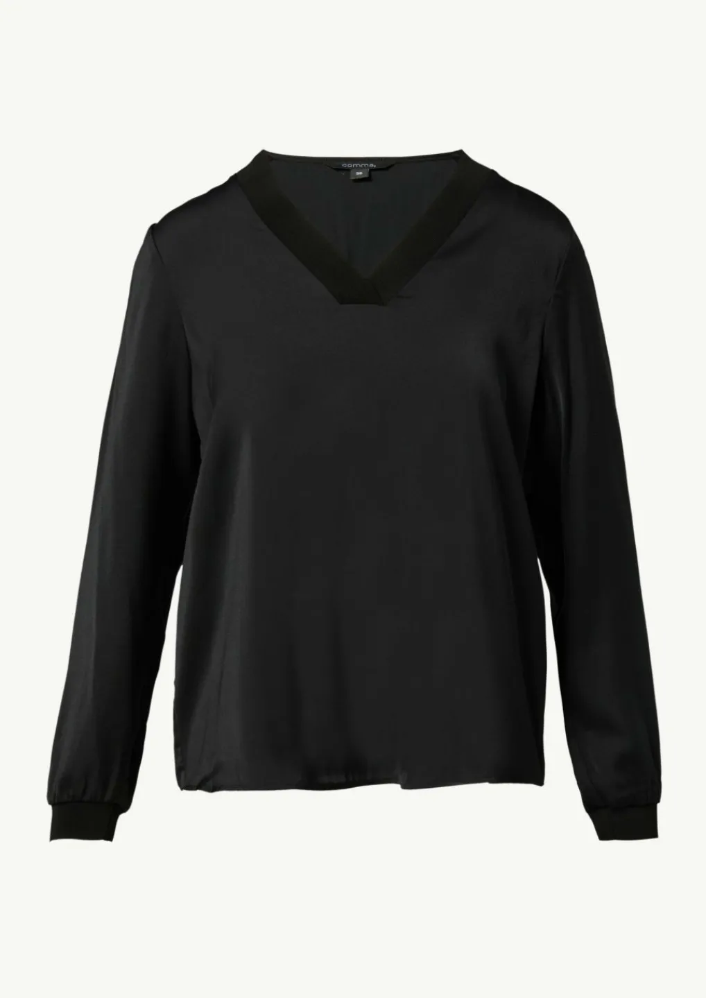 Satin-Bluse mit Rippbündchen-Comma New