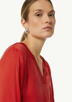 Satin-Bluse mit Rippbündchen-Comma Outlet