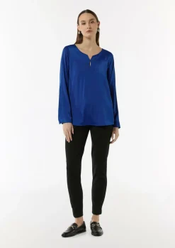 Satinbluse mit Tunika-Ausschnitt-Comma New
