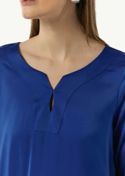 Satinbluse mit Tunika-Ausschnitt-Comma New