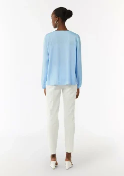 Satinbluse mit V-Ausschnitt-Comma Hot