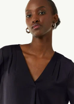 Satinbluse mit V-Ausschnitt-Comma Fashion