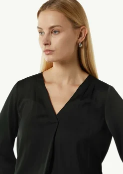 Satinbluse mit V-Ausschnitt-Comma Fashion
