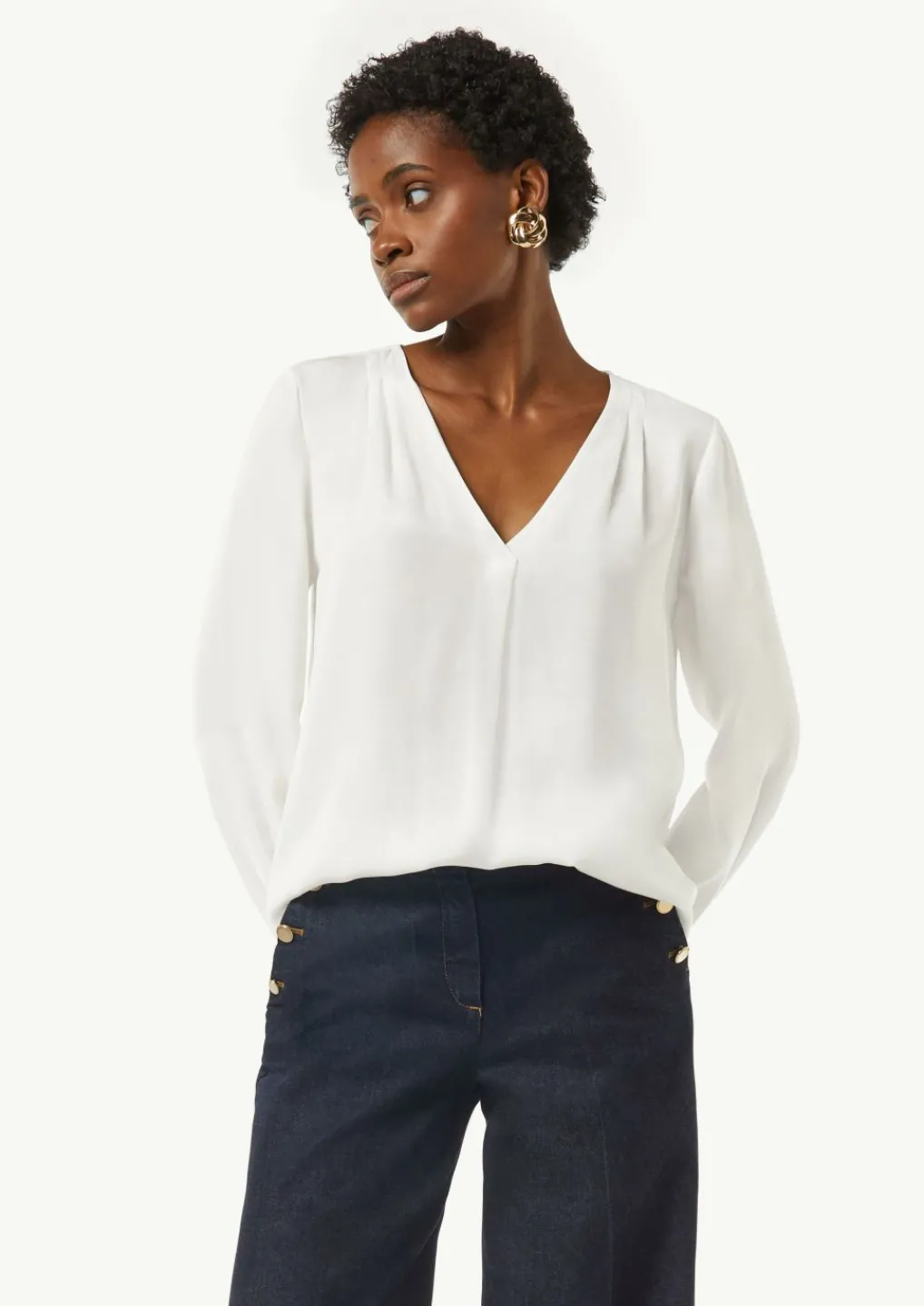 Satin-Bluse mit V-Ausschnitt-Comma Discount