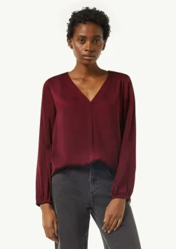 Satin-Bluse mit V-Ausschnitt-Comma Discount