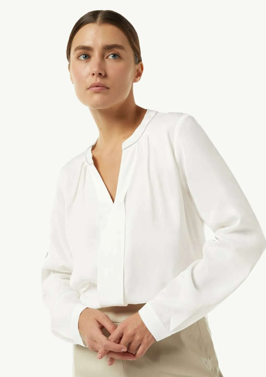 Satin-Bluse mit Zier-Detail am Ausschnitt-Comma Best