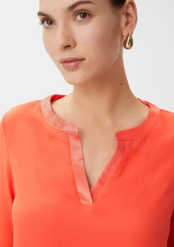 Satin-Crêpe-Shirt mit Tunika-Ausschnitt-Comma Best