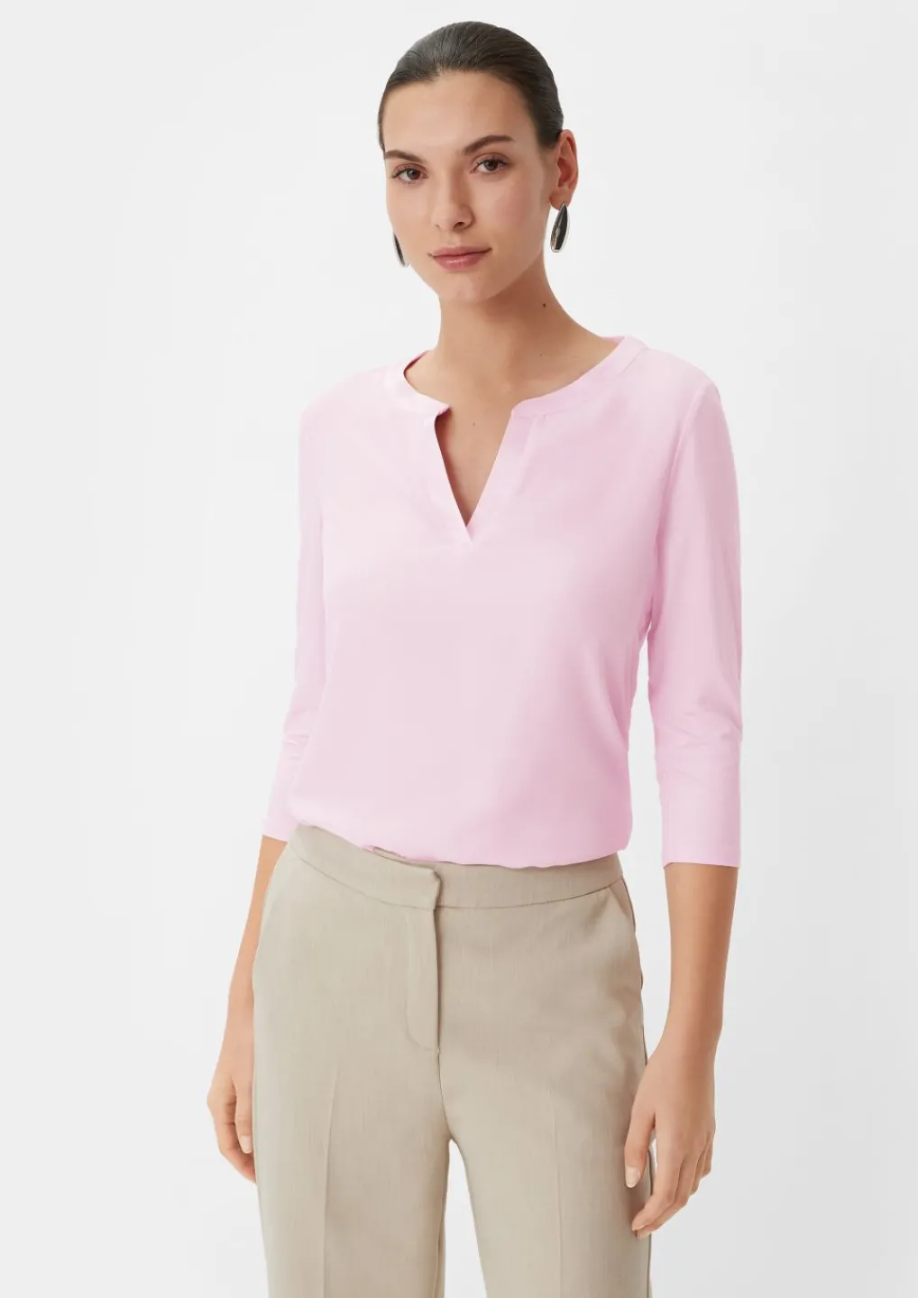 Satin-Crêpe-Shirt mit Tunika-Ausschnitt-Comma Discount