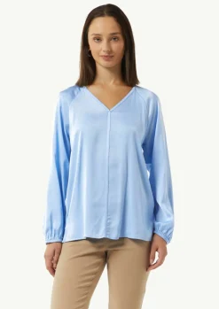 Satinierte Bluse mit Raglanärmeln und V-Ausschnitt-Comma Outlet