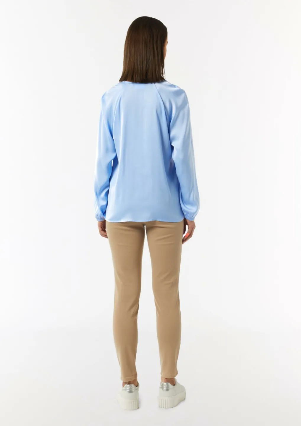 Satinierte Bluse mit Raglanärmeln und V-Ausschnitt-Comma Outlet