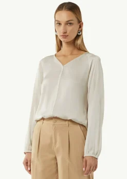 Satinierte Bluse mit V-Ausschnitt-Comma Clearance