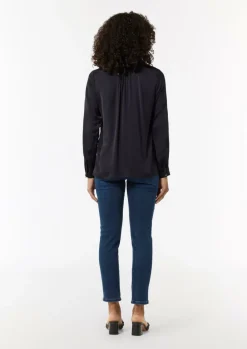 Satinierte Tunikabluse im Relaxed Fit-Comma Outlet