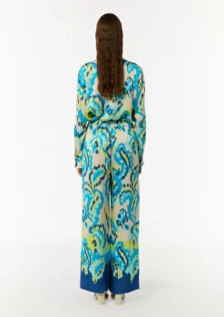 Satinierte Wide-Leg-Hose aus Viskose mit Elastikbund-Comma Clearance