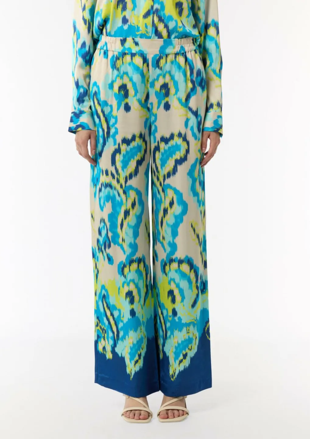 Satinierte Wide-Leg-Hose aus Viskose mit Elastikbund-Comma Clearance