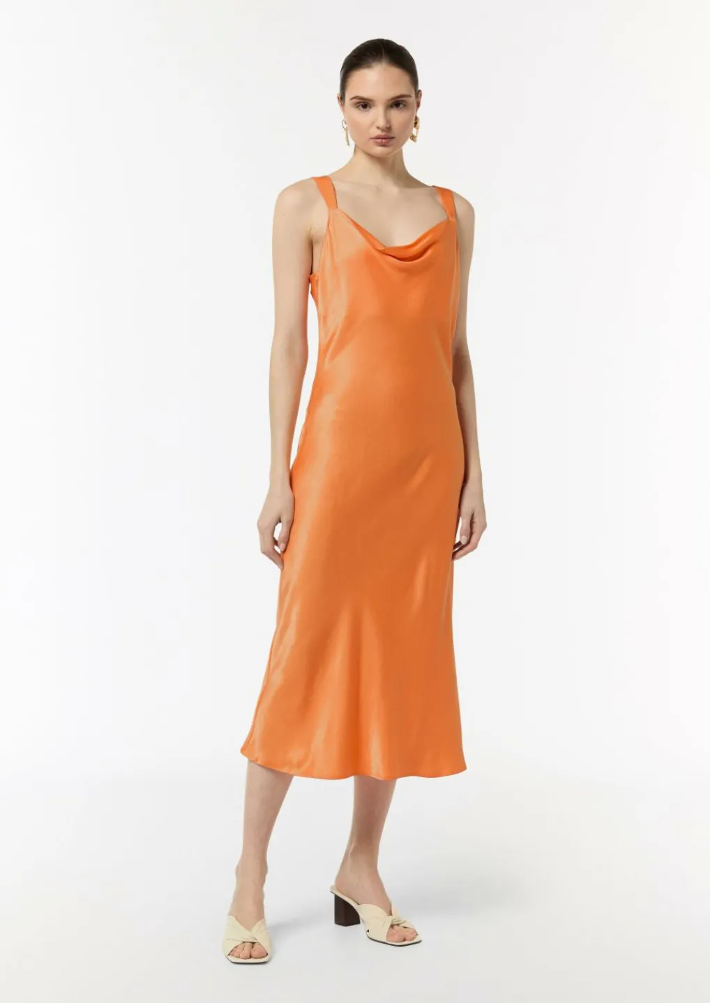 Satinkleid mit Wasserfall-Ausschnitt-Comma Fashion