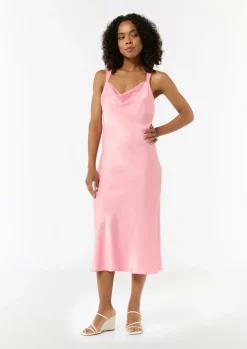 Satinkleid mit Wasserfall-Ausschnitt-Comma Fashion