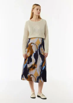 Satinrock mit All-over-Print-Comma Outlet