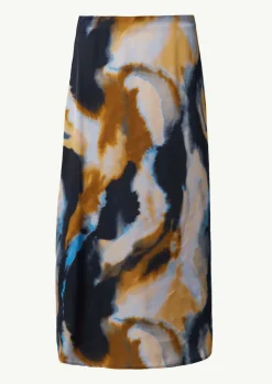 Satinrock mit All-over-Print-Comma Outlet