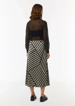 Satin-Rock mit asymmetrischem Streifen-Print-Comma Sale