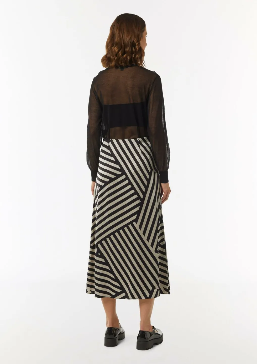 Satin-Rock mit asymmetrischem Streifen-Print-Comma Sale