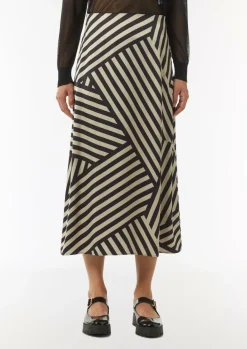 Satin-Rock mit asymmetrischem Streifen-Print-Comma Sale