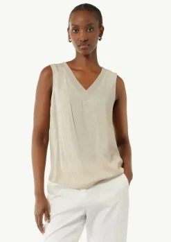 Satin-Top mit Chiffon-Ausschnitt-Comma Online