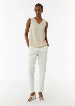 Satin-Top mit Chiffon-Ausschnitt-Comma Online