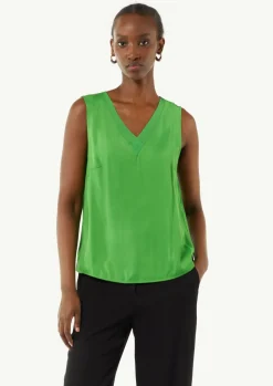 Satin-Top mit Chiffon-Ausschnitt-Comma Hot