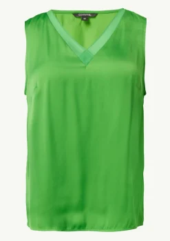 Satin-Top mit Chiffon-Ausschnitt-Comma Hot