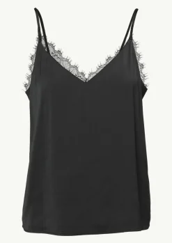 Satintop mit Spitzen-Details und verstellbaren Trägern-Comma Fashion