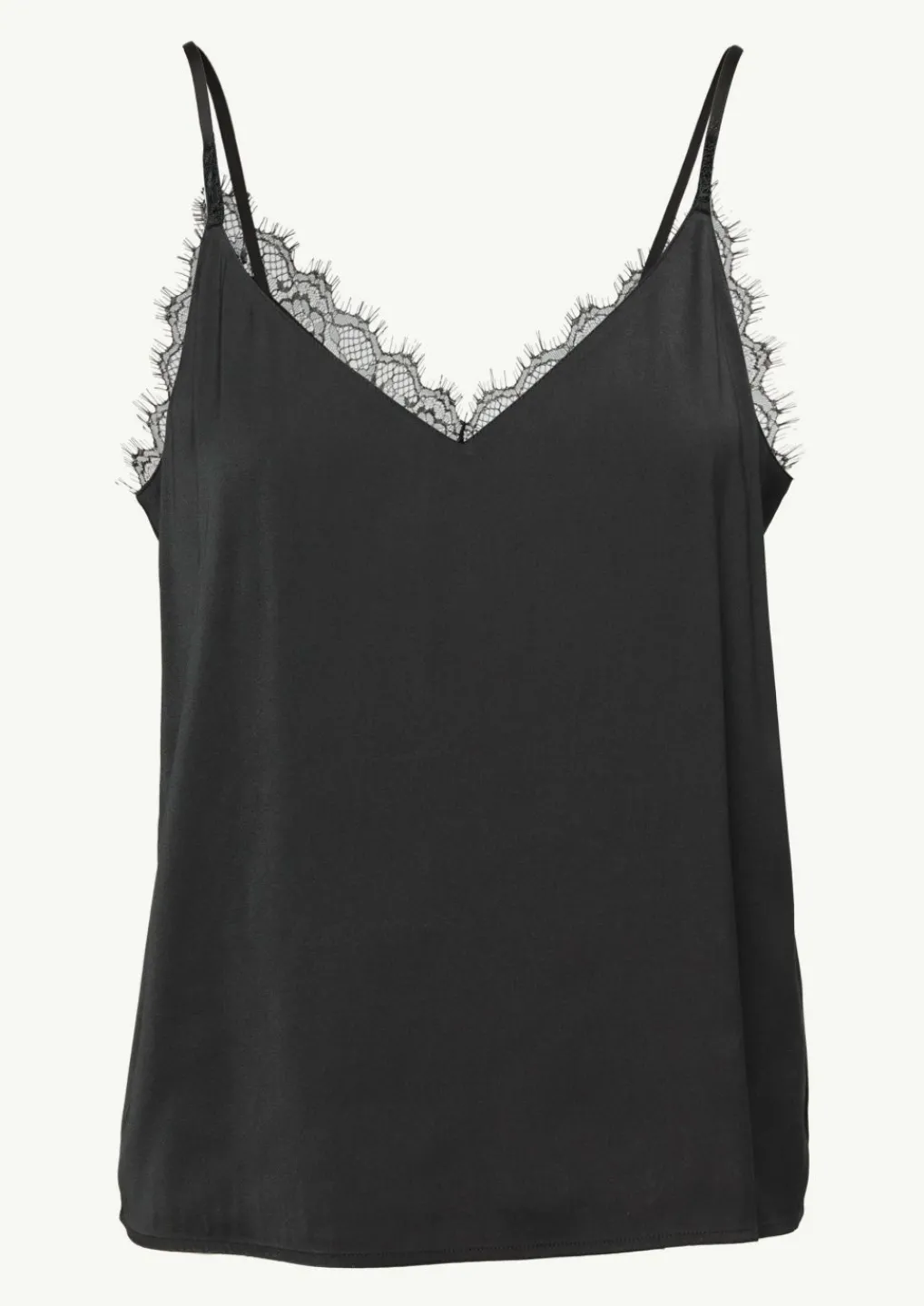 Satintop mit Spitzen-Details und verstellbaren Trägern-Comma Fashion