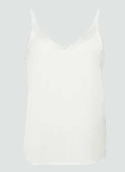 Satintop mit Spitzen-Details und verstellbaren Trägern-Comma Clearance