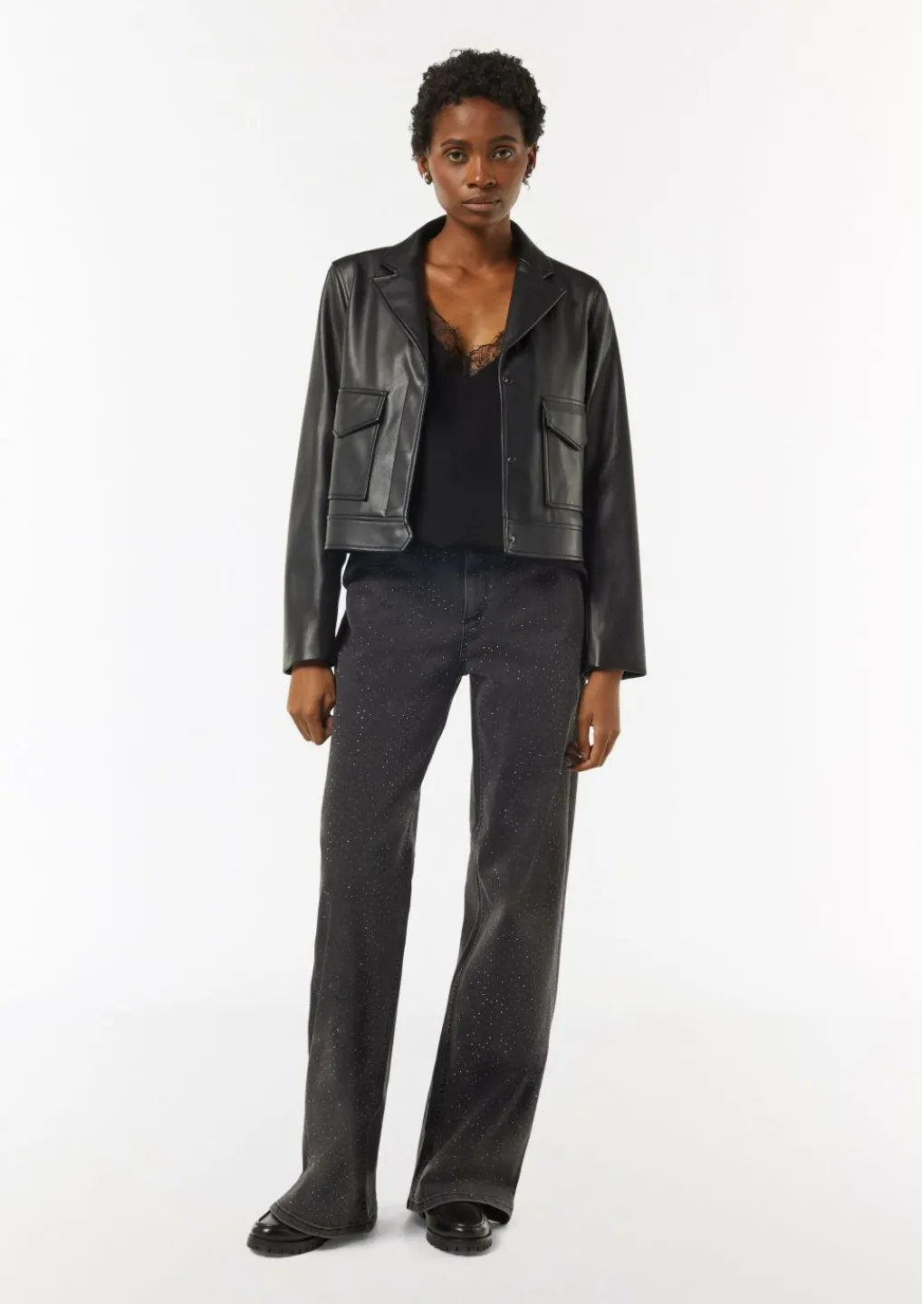 Satin-Top mit Spitze und verstellbaren Trägern-Comma Discount