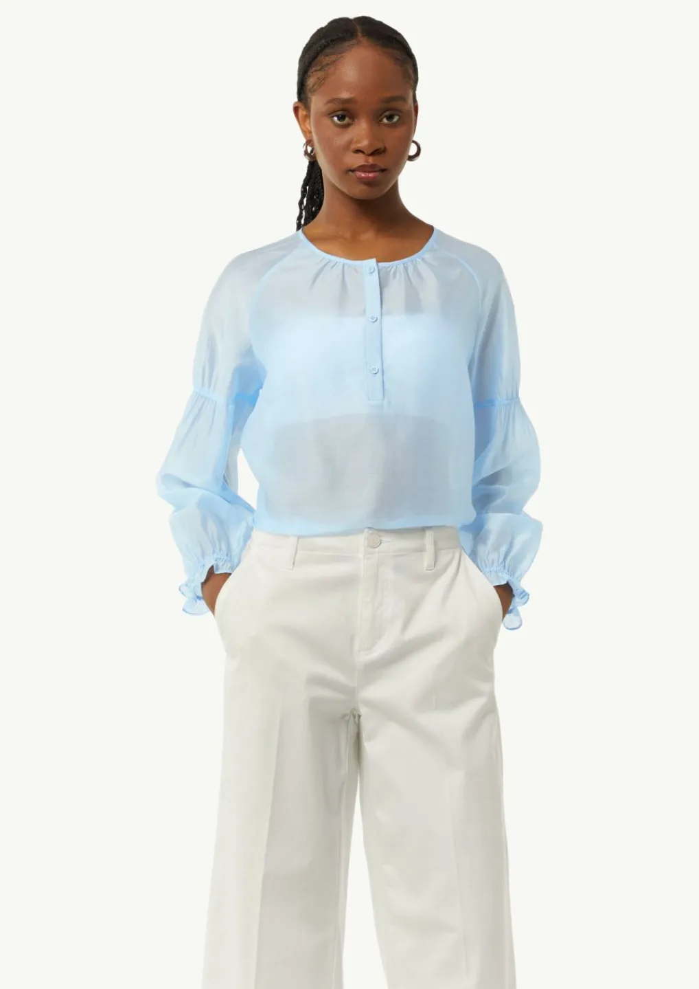 Schimmernde Lyocellbluse mit Raff-Details-Comma Sale