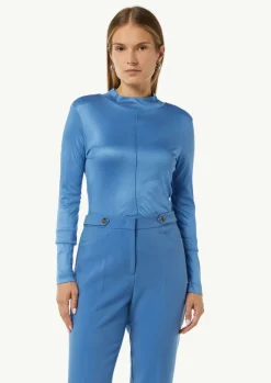 Schimmerndes Langarmshirt im Slim Fit-Comma Clearance