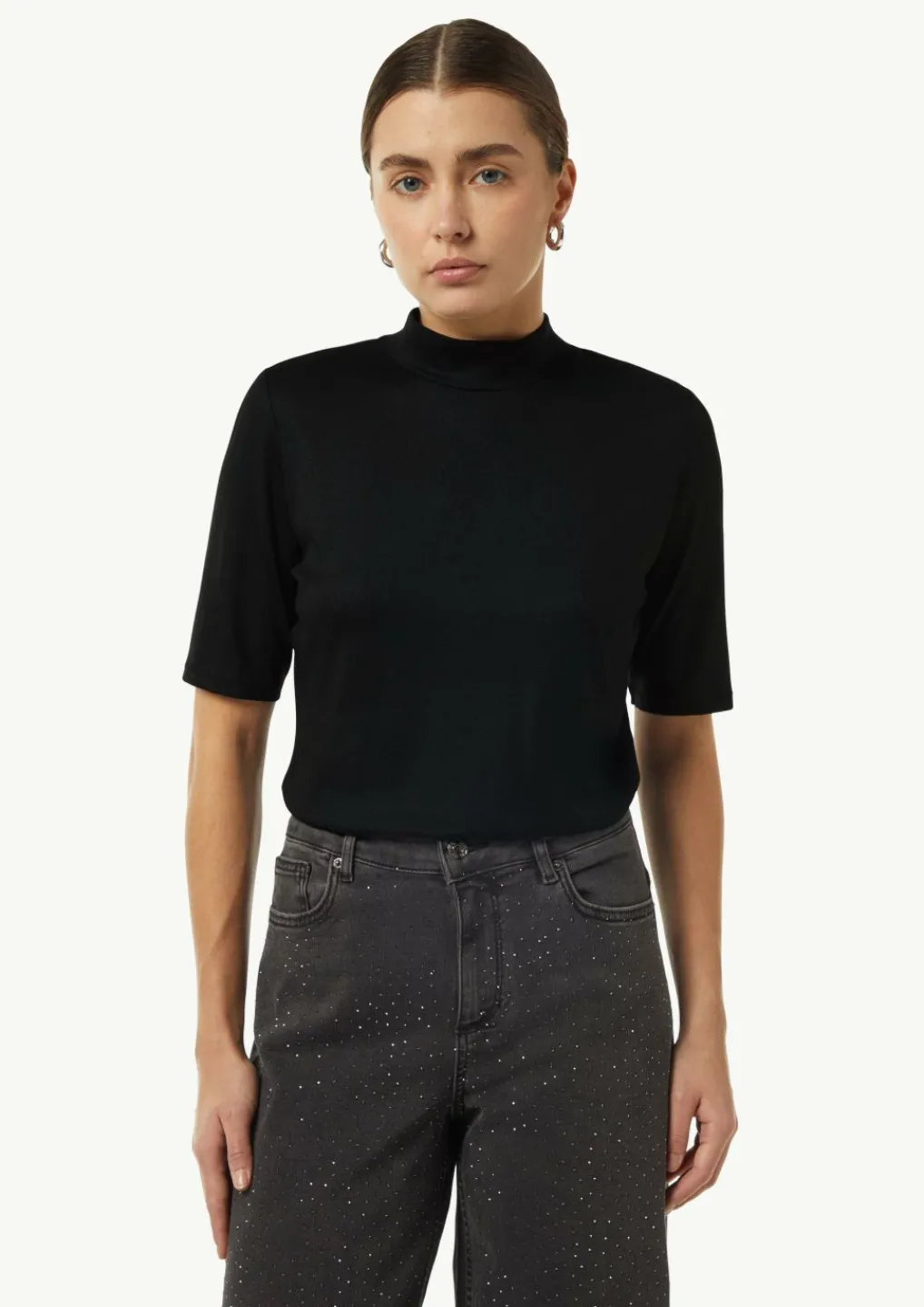 Schimmerndes Shirt mit Stehkragen-Comma Online