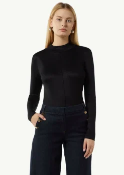 Schimmerndes Viskoseshirt mit Ziernaht-Comma Outlet