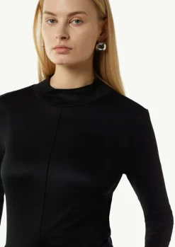 Schimmerndes Viskoseshirt mit Ziernaht-Comma Outlet