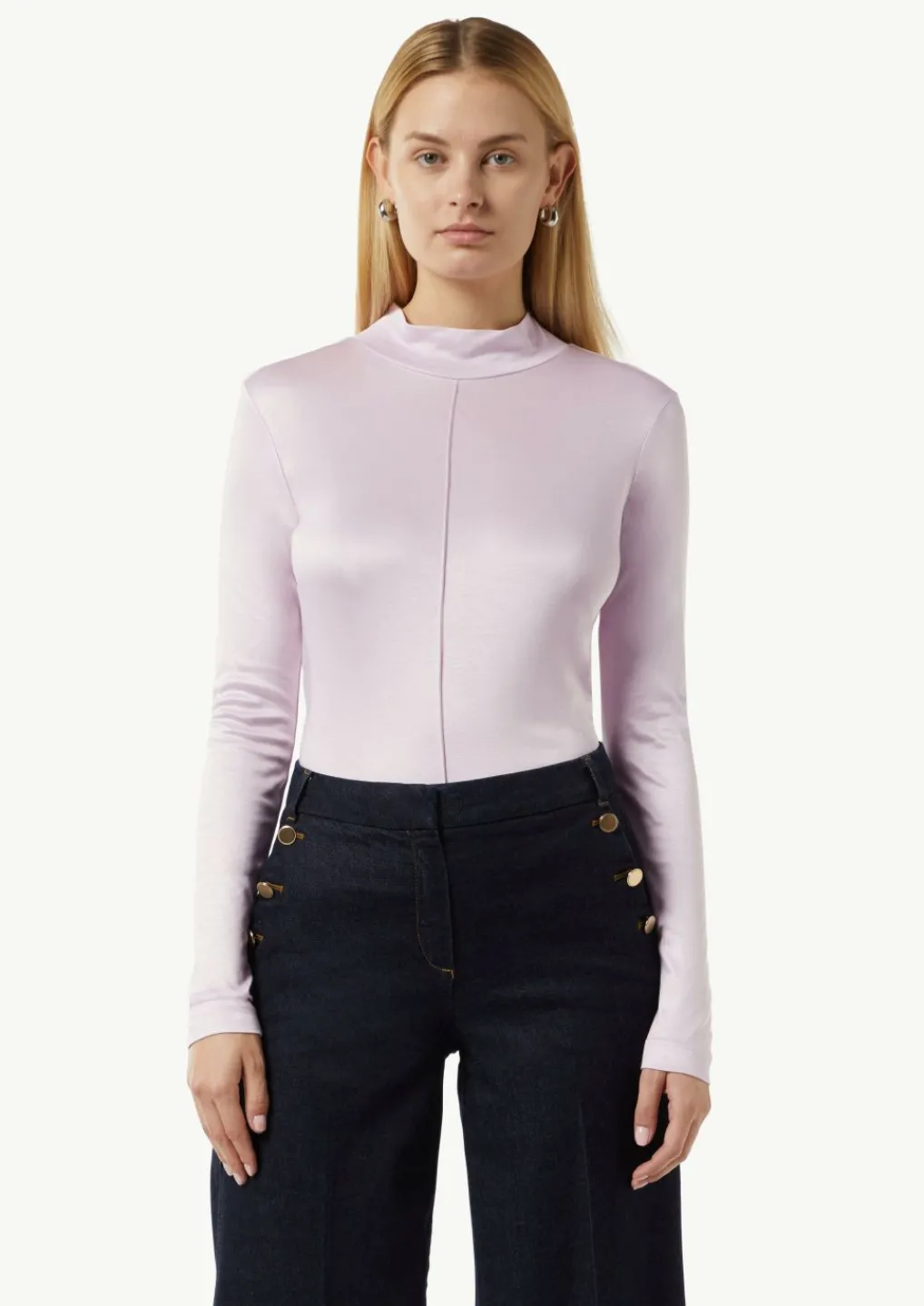 Schimmerndes Viskoseshirt mit Ziernaht-Comma Outlet