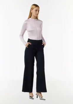 Schimmerndes Viskoseshirt mit Ziernaht-Comma Outlet