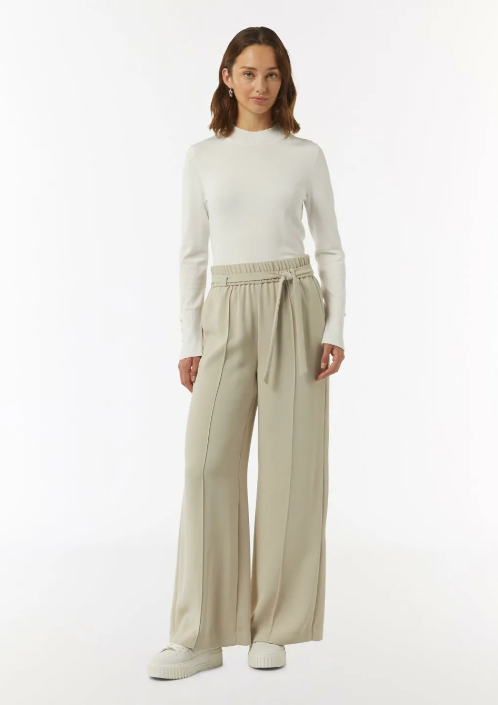 Schlupfhose mit High Rise und weitem Bein-Comma Sale