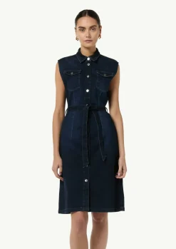 Schmal geschnittenes Jeanskleid mit Bindegürtel-Comma Clearance