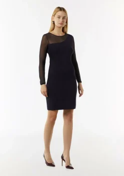 Schmal geschnittenes Strickkleid mit Transparenz-Effekt-Comma Outlet