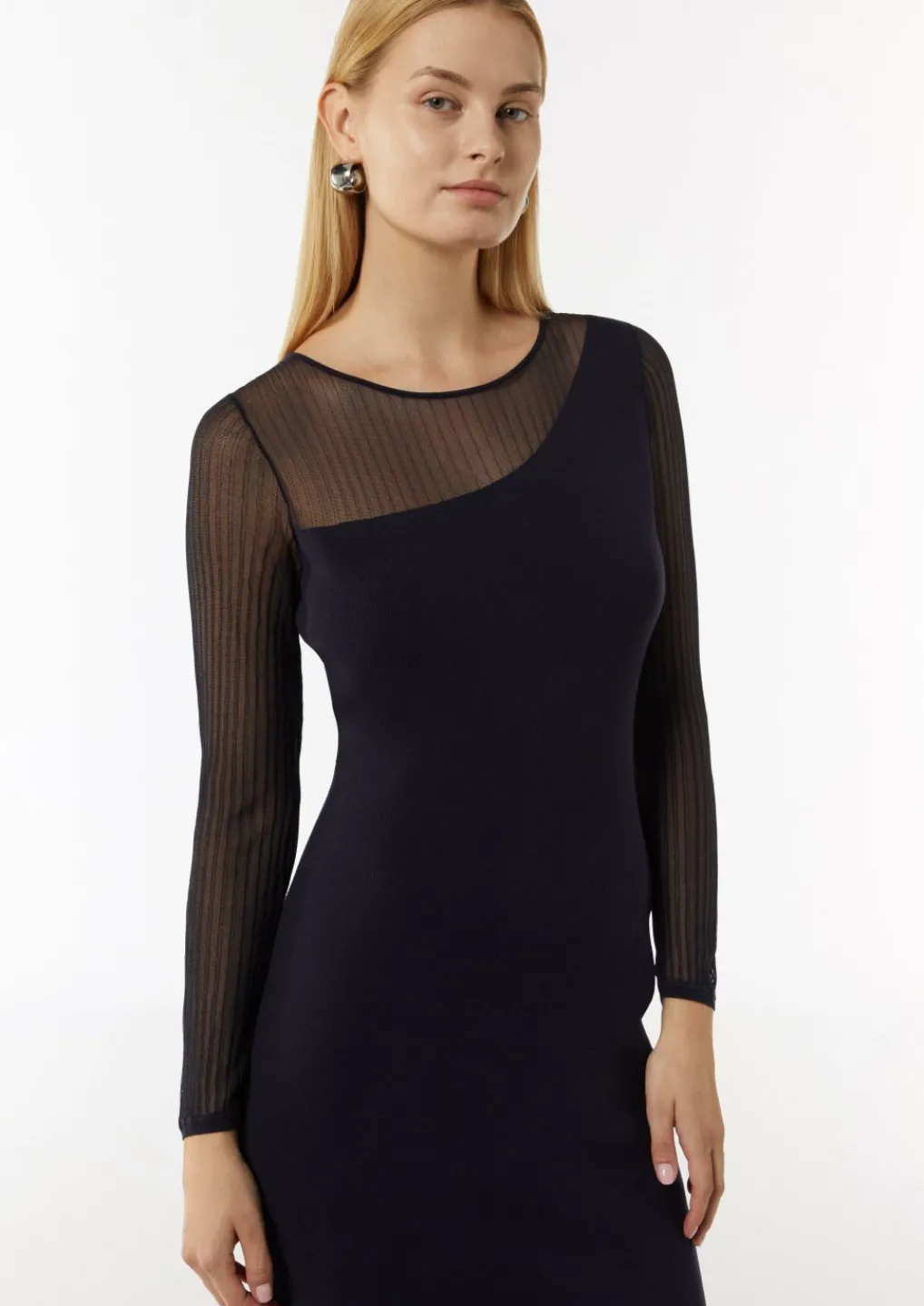 Schmal geschnittenes Strickkleid mit Transparenz-Effekt-Comma Outlet