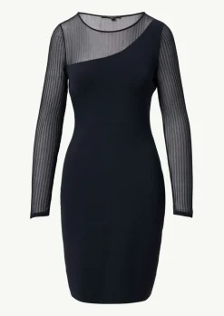 Schmal geschnittenes Strickkleid mit Transparenz-Effekt-Comma Outlet